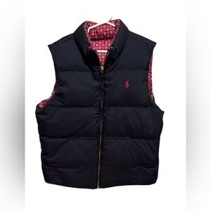 Polo Ralph Lauren Kids Navy Reversible Puffer Vest with Pink Accents size L